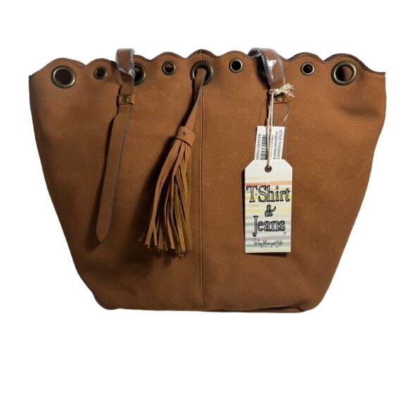 T-Shirt & Jeans New Bag Brown 17"w x 10"d. Retail $52 - Picture 1 of 6